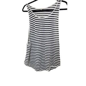 Eileen Fisher Black & White Striped Tank Size PS Lightweight Italian Linen Blend